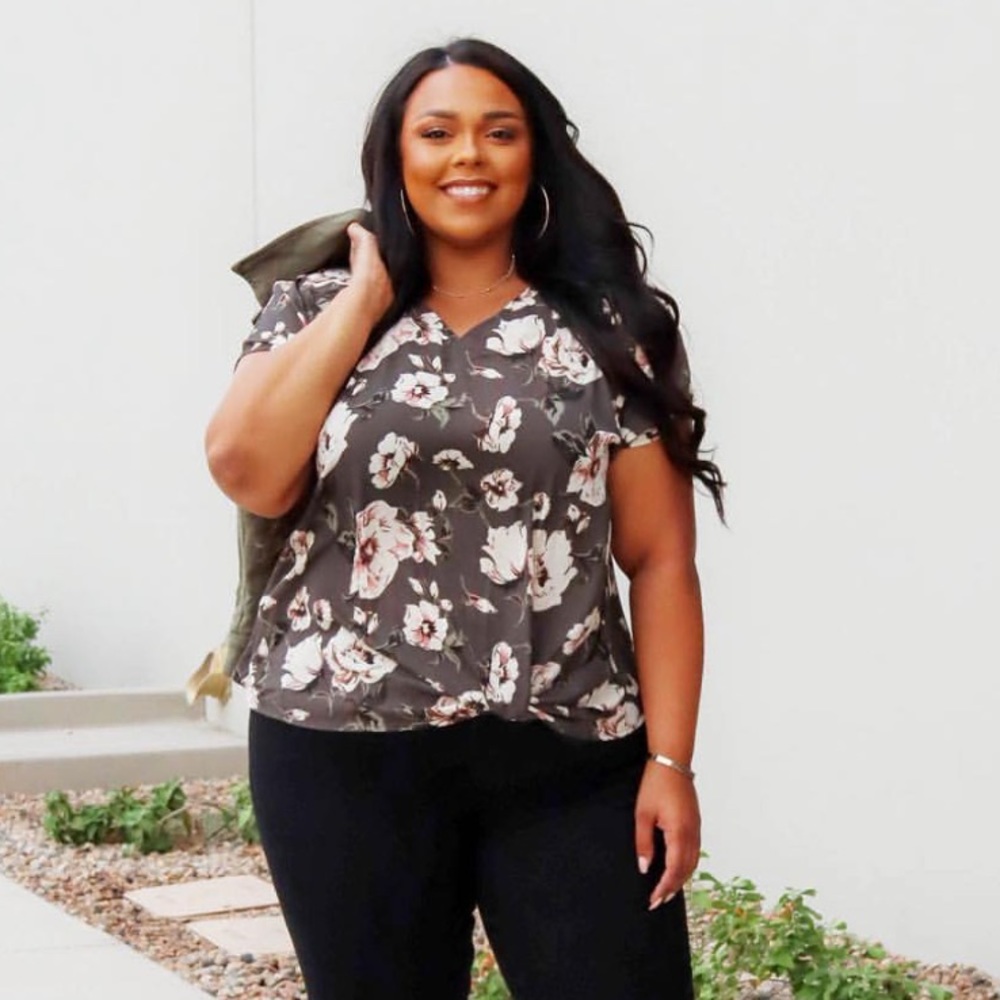Plus Size Green Floral Top